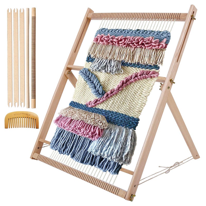 WILLOWDALE 25.2" H x 19.3" W Weaving Loom with Stand Wooden Multi-Craft Weaving Loom Arts & Crafts, Extra-Large Frame, Develops Creativity Weaving Frame Loom with Stand for Beginner - Image 2